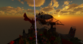 Vethre's airship and dragon tower at Red Castle