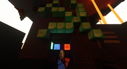 Armorsmith preparing to grief water source blocks in the Nether and his trademark Hammer And Sickle.