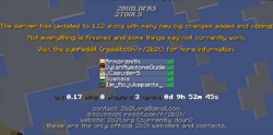 Low TPS on 2b2t caused by a lag machine, damaging the player count with only 4 players online excluding the lagger (screenshot taken in 2017).