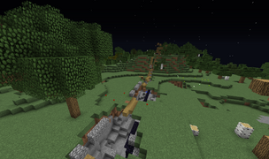The older griefed 2 block wide section of the +X overworld highway passing over the newer underground section at 38.776, 0