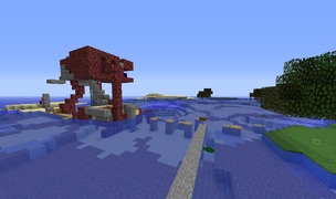 The end of the +X overworld highway as of June, 2020 at 136,590, 0