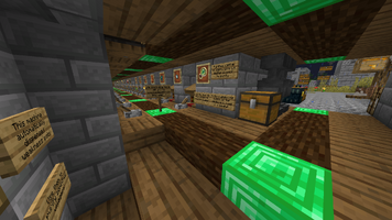 The villager trading hall was set up by MightyOshy to provide members of the base with gear at 2023/09/30