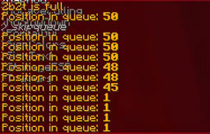 Orange text on red background, nocom used to skip the queue