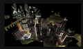 Render of the Cyberpunk Island and the Futuristic Island