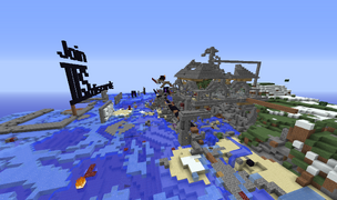 The X = 50k monument with the +X overworld highway passing through it